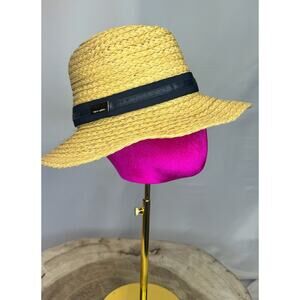 Vince Camuto Straw Panama Hat with Ribbon Trim - O/S (One Size)